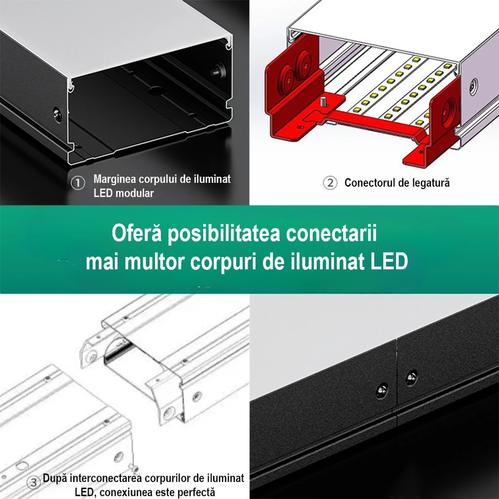 Office LED ceiling light 120x10x5cm, 36W, Premium Model, Rectangular, Black, 6500k