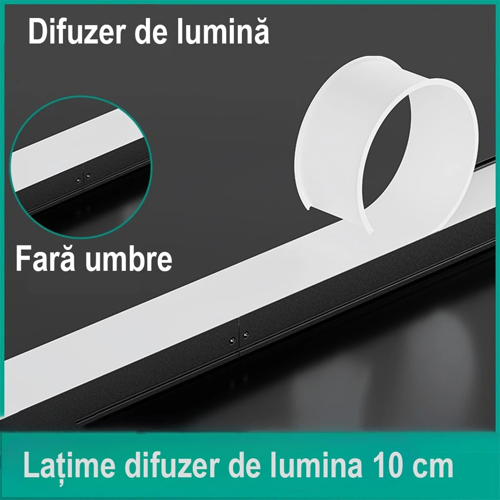Office LED ceiling light 120x10x5cm, 36W, Premium Model, Rectangular, Black, 6500k