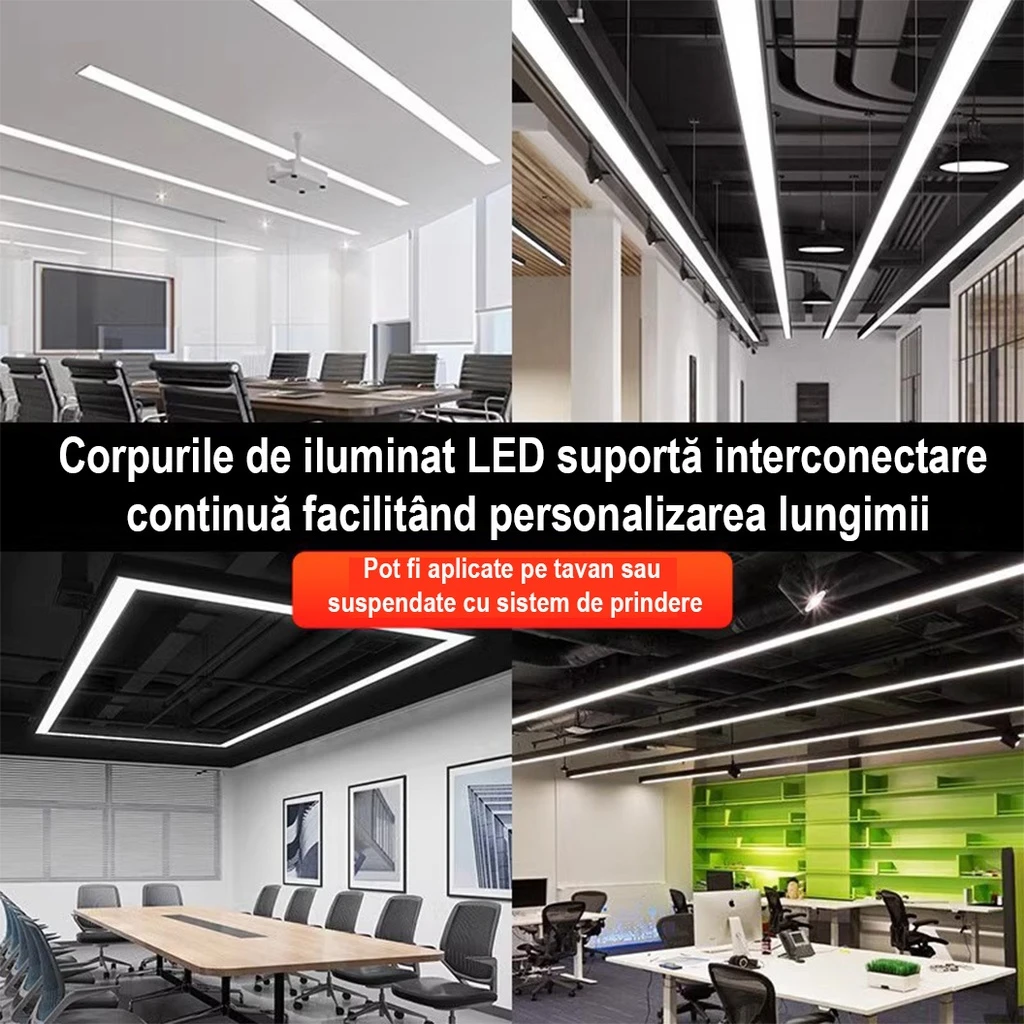 Office LED ceiling light 120x10x5cm, 36W, Premium Model, Rectangular, Black, 6500k