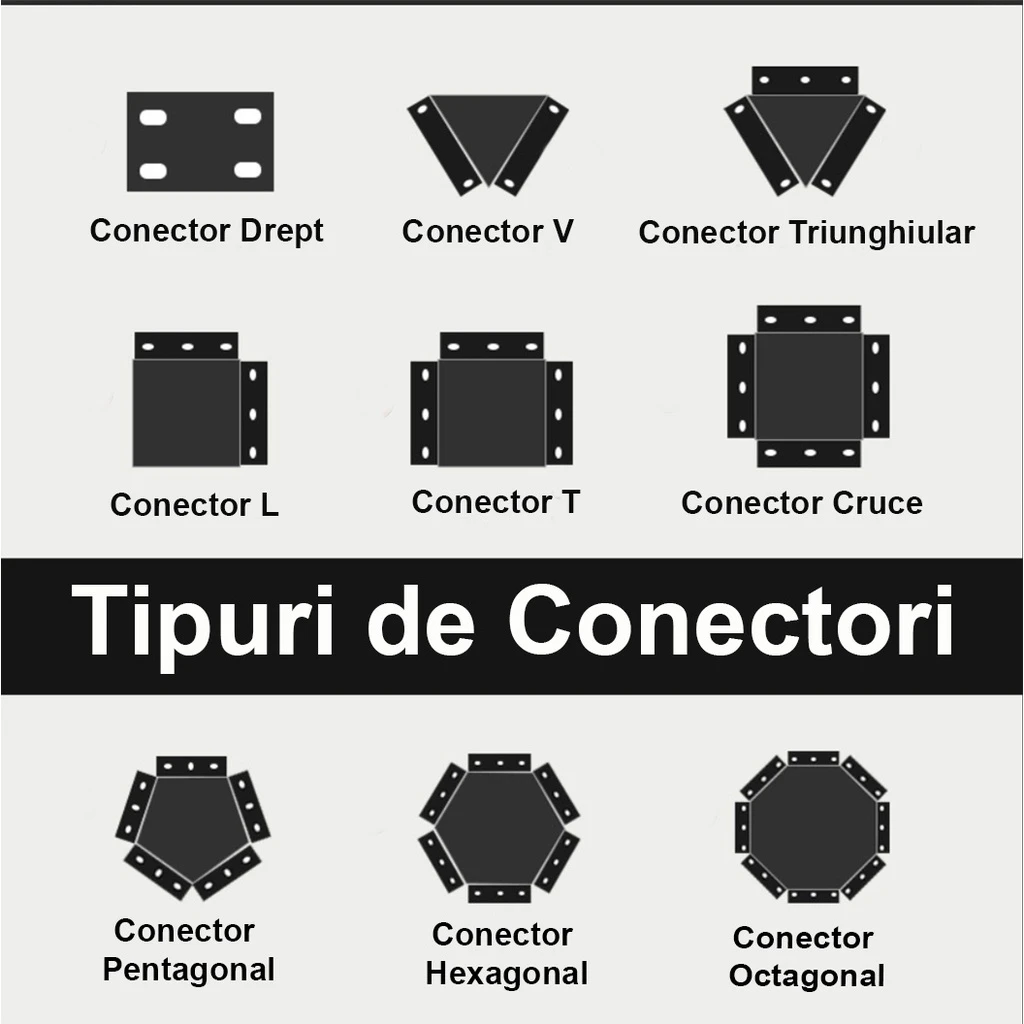 Black T-type connector 10 cm