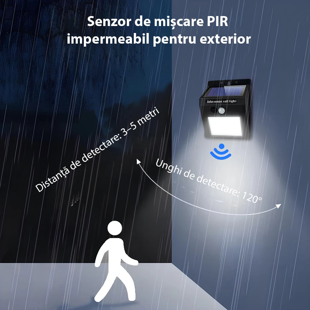 Solar lamp with motion sensor, 64 LEDs, 6500k