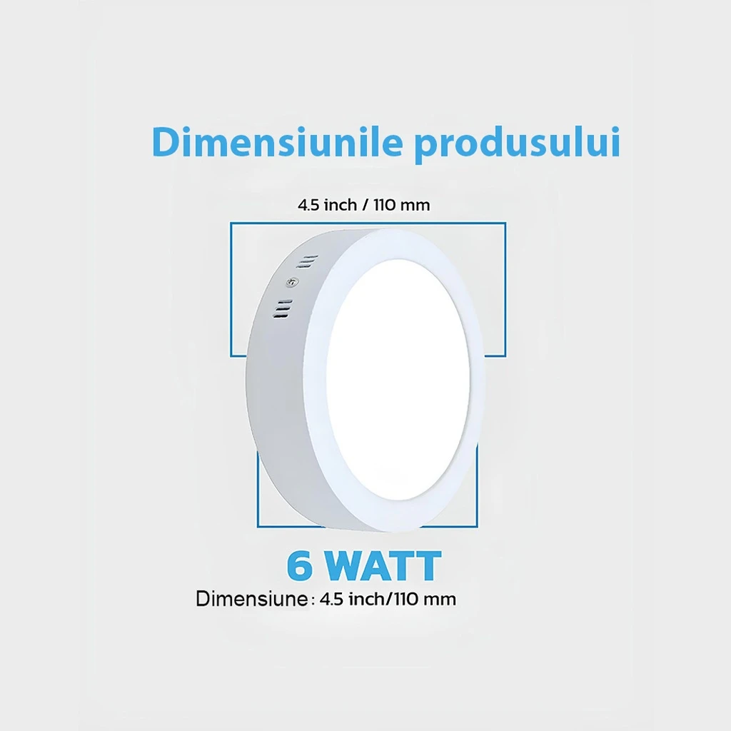 Round LED Ceiling light 6W φ 11cm, 6500k, White, applied