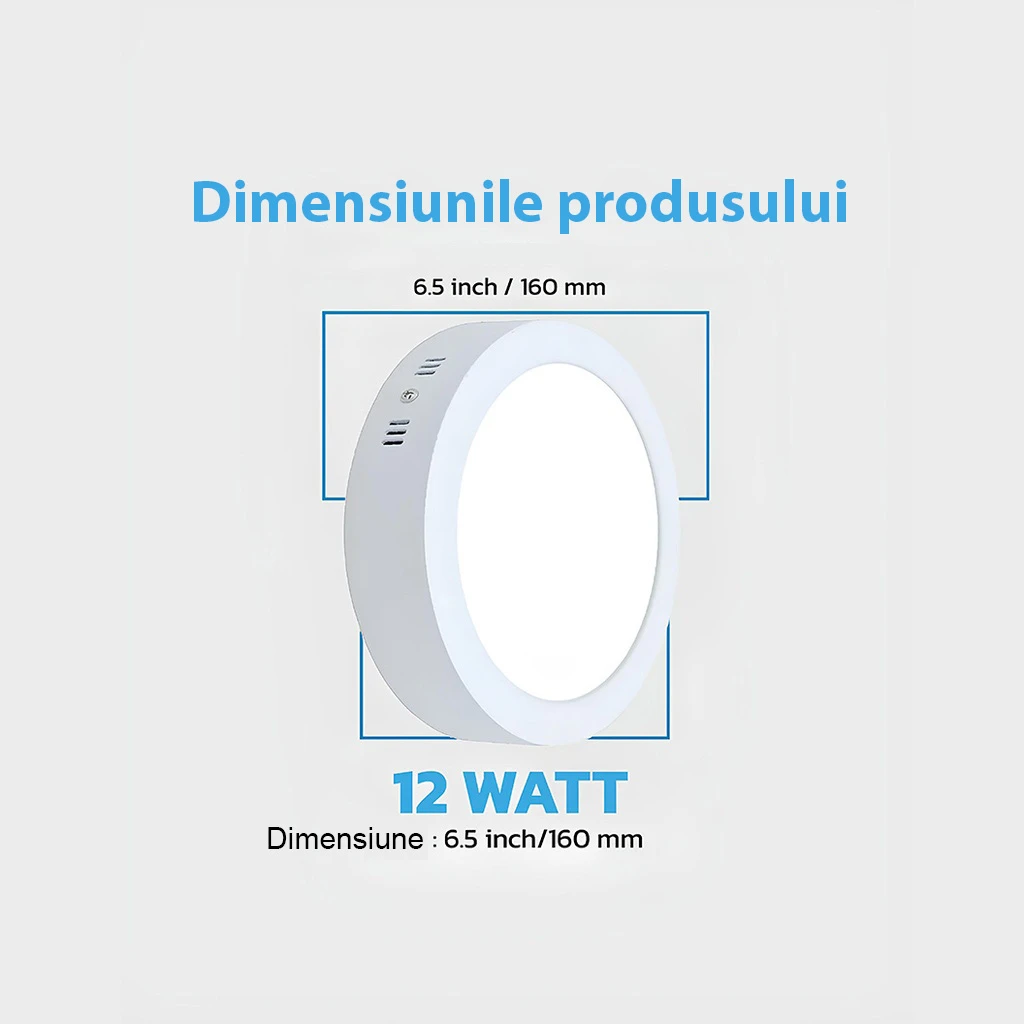 Round LED Ceiling light 12W φ 16cm, 3500k, White, applied