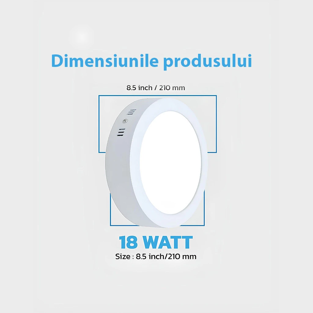 Round LED Ceiling light 18W φ 21cm, 6500k, White, applied