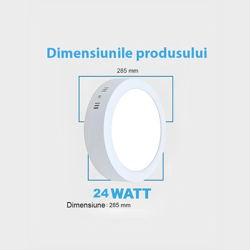 Round LED Ceiling light 24W φ 28.5cm, 3500k, White, applied