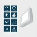 Square LED Ceiling light 6W, 11cm, 6500k, White, applied