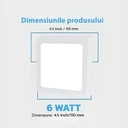 Square LED Ceiling light 6W, 11cm, 3500k, White, applied