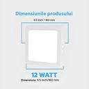Square LED Ceiling light 12W, 16cm, 3500k, White, applied