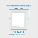 Square LED Ceiling light 18W, 21cm, 6500k, White, applied
