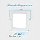Square LED Ceiling light 24W, 21cm, 3500k, White, applied