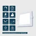 Spot LED 3W recessed square, 3500k, White, Encapsulated