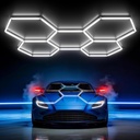 Set 5 Hexagoane LED Honeycomb 168W, 6500K lumină alb rece, 20160 lumeni, structură premium din aluminiu, 234 x 166 cm