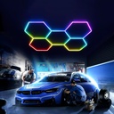 Set 5 Hexagoane LED RGB Honeycomb 44W, structură premium din aluminiu, 234 x 166 cm