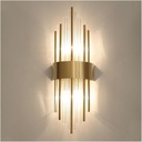 Aplica de perete cu LED, pentru interior, otel inoxidabil si sticla, 45 x 18 cm, auriu
