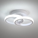 Lustra LED cu 2 Cercuri – 20W, Aluminiu, Design Modern, 25 x 17 x 9.5 cm, CCT, Alb Cald, Neutru, Alb Rece, Iluminare pentru Living, Dormitor, Hol, Alba