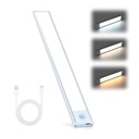 Lampa LED inteligenta cu senzor de miscare, portabila, 3 temperaturi culoare CCT, intensitate reglabila, Incarcare USB, Material Aluminiu, 2 moduri de lucru, 40cm, Argintie