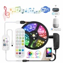 Kit Banda LED Smart RGB 5M – Control prin Aplicatie & Telecomanda, Bluetooth, Lumini Multicolore, Music Sync, Control Vocal