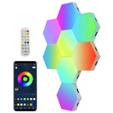 Set 8 Lampi LED RGB Hexagonale Modulare de Perete - Control prin Aplicatie & Telecomanda, Sincronizare Muzicala, Timer, Luminozitate Reglabila