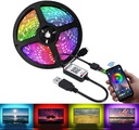 Banda LED RGB 5m, 5050 SMD - 5V, 30 LED/m, Autoadeziva, Control Bluetooth & Telecomanda, Sincronizare Muzica