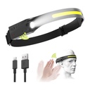 Lanterna LED de Cap Profesionala – 1x COB Ultra-Bright & 1x XPE, incarcare USB, Senzor de Miscare, 4 Moduri de Lumina, Lumina Laterala, Pentru Pescuit, Vanatoare, Lucru, Neagra 