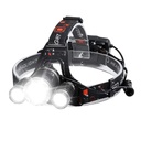 Lanterna de Cap LED Ultra Puternica, 6000 Lumeni, 3x LED Cree, Reglabila, Reincarcabila, 2 Acumulatori Inclusi, Aluminiu