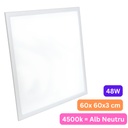 Panou LED 60x60 cm, 48W, Lumina Neutra 4500K, Model Premium, Rama Alba, Ideal pentru Tavan Casetat, Incastrat