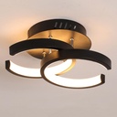 Lustra LED 20W - 2 Cercuri deschise, 3 trepte de culoare (Alb Rece, Neutru, Cald), Design Modern, 24x17x11.5 cm, Negru