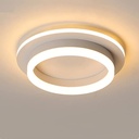 Lustra LED 20W - 2 Cercuri, 3 trepte de culoare (Alb Rece, Neutru, Cald), Design Modern, 24x10x6 cm, Alb