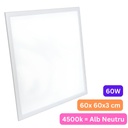 Panou LED 60x60 cm, 60W, Lumina Neutra 4500K, Model Eco, Rama Argintie, Ideal pentru Tavan Casetat, Incastrat