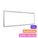 Panou LED 30x120 cm, 60W, Lumina Calda 3500K, Model Eco, Rama Alba, Ideal pentru Tavan Fals, Incastrat